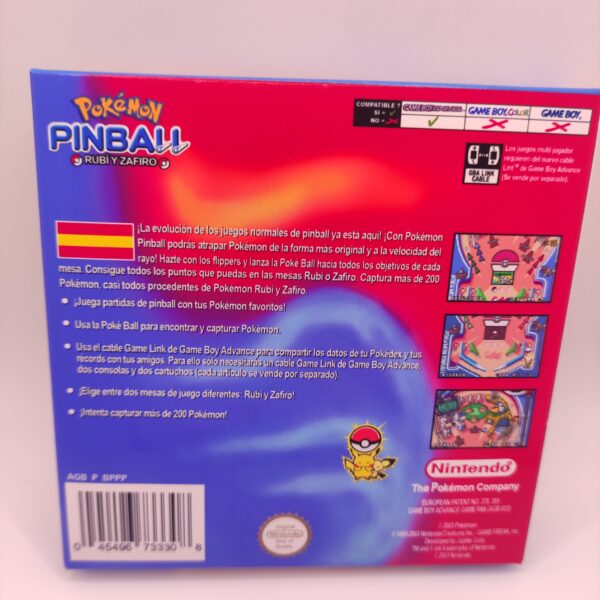 Caja Pokemon Pinball Rubi y Zafiro Trasera